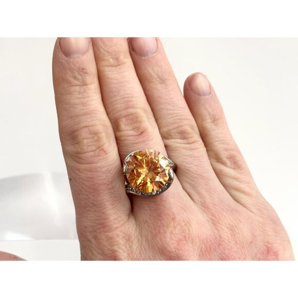 Bypass Shank 18k HGE Electroplated Gold Multi Gemstone Vintage Ring - sz 8.75 - Picture 8 of 10